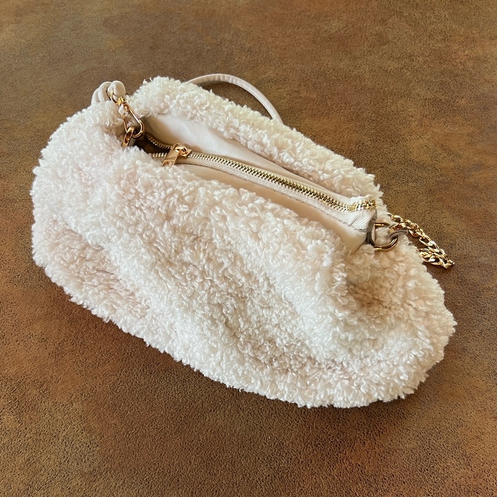 NWT a new day Cream Sherpa Shoulder Purse Bag